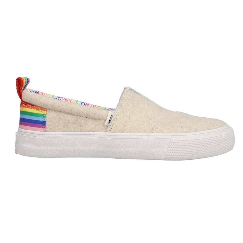 TOMS Alpargata Fenix Slip on, Oatmeal Two Tone Felt/Nylon Rainbow, Women’s 6 NWT